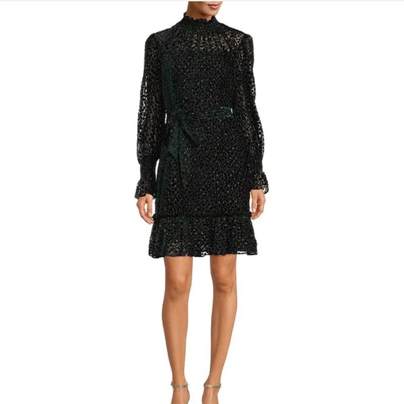 Alex Marie Dress NWT Gabby Burgundy & Gold Burnout Long Sleeves Lined STUNNING! - Picture 10 of 10